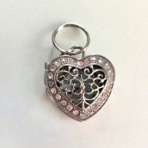 Filigree Heart-Shaped Pocket Watch Keyring/Pendant